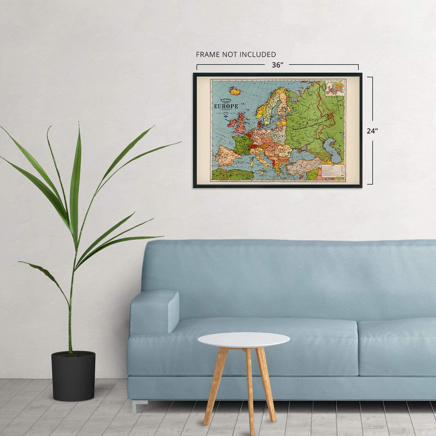 1925 Map of Europe Poster - Vintage Standard Map of Europ Wall Art Decor Print - Picture 22 of 24