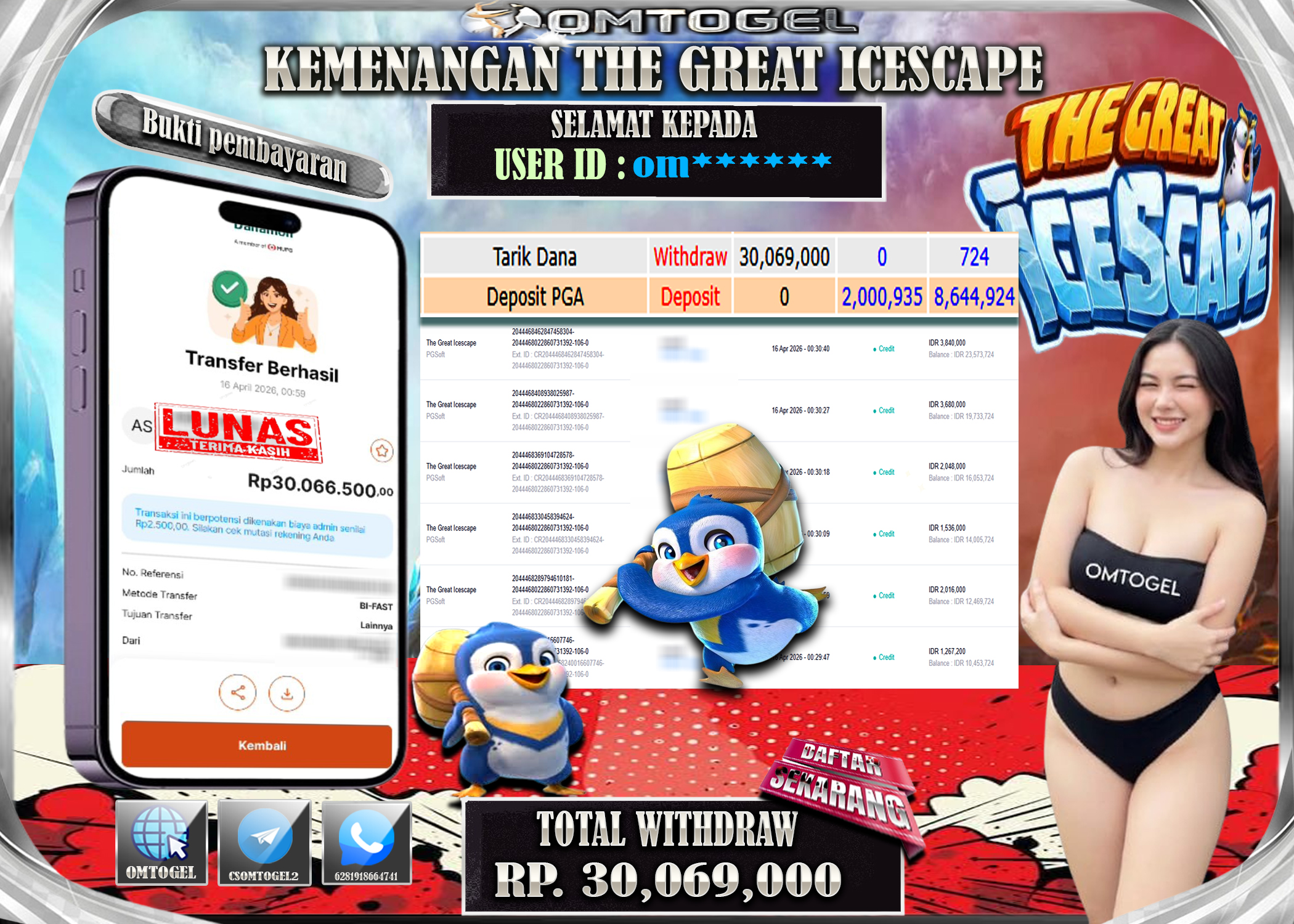 OMTOGEL JACKPOT PGSOFT THE GREAT ICESCAPE ,30 JUTA DI BAYAR LUNAS ,-