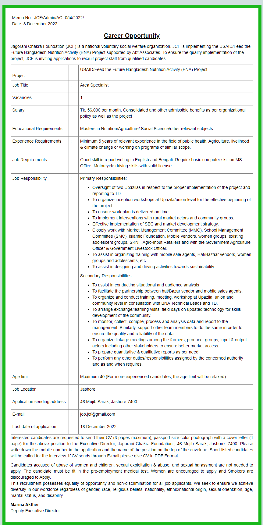 Jagorani Chakra Foundation (JCF) Job Circular 3 jcf jagorani chakra foundation job circular