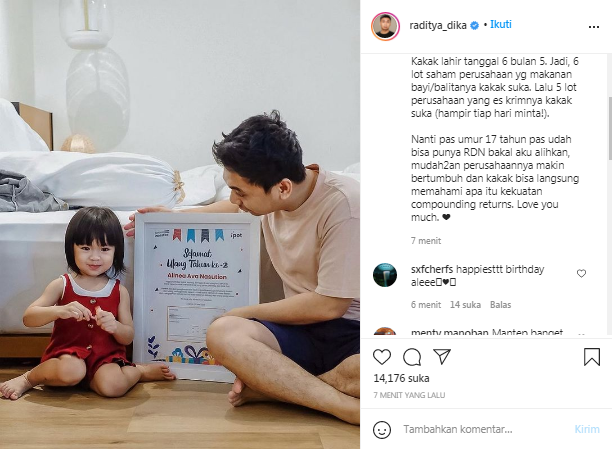 Raditya Dika beri kado saham untuk Alea