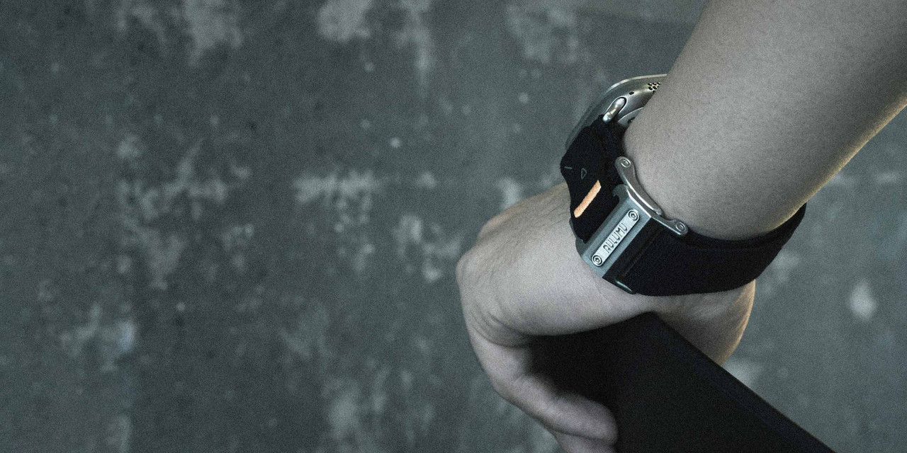 Curea pentru Apple Watch Ultra 1/2/3 49mm, Seria 11/10/9/8/7 45mm, Seria 6/5/4/SE 44mm, Aulumu A11, Nylon moale, Catarama neagra magnetica inox, Confort maxim, Reglaj rapid, Negru Inchis A11 BLOCK PC 28001400