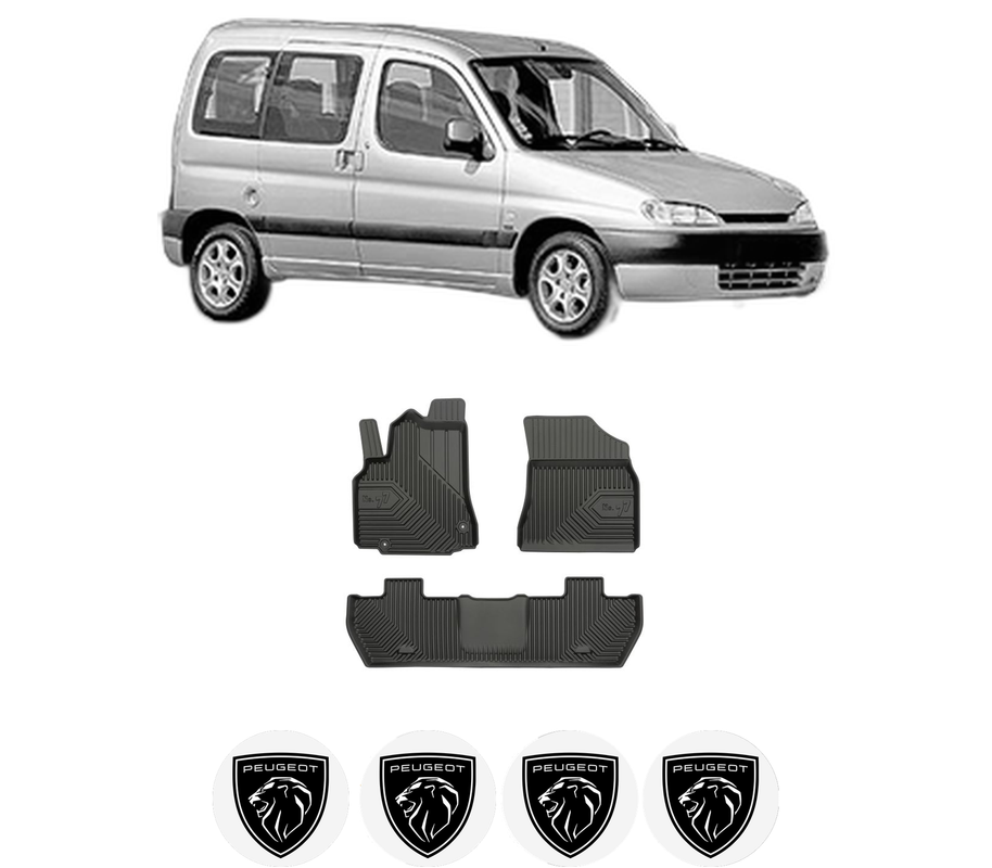 Set covorase presuri PEUGEOT PARTNER MPV (5_, G_) din 1996-2015, auto, din cauciuc thermoplastic, 4 Stickere auto cu PEUGEOT