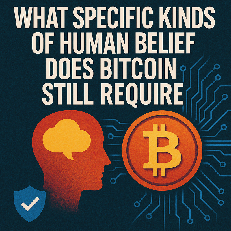 What specific kinds of human belief does Bitcoin still require