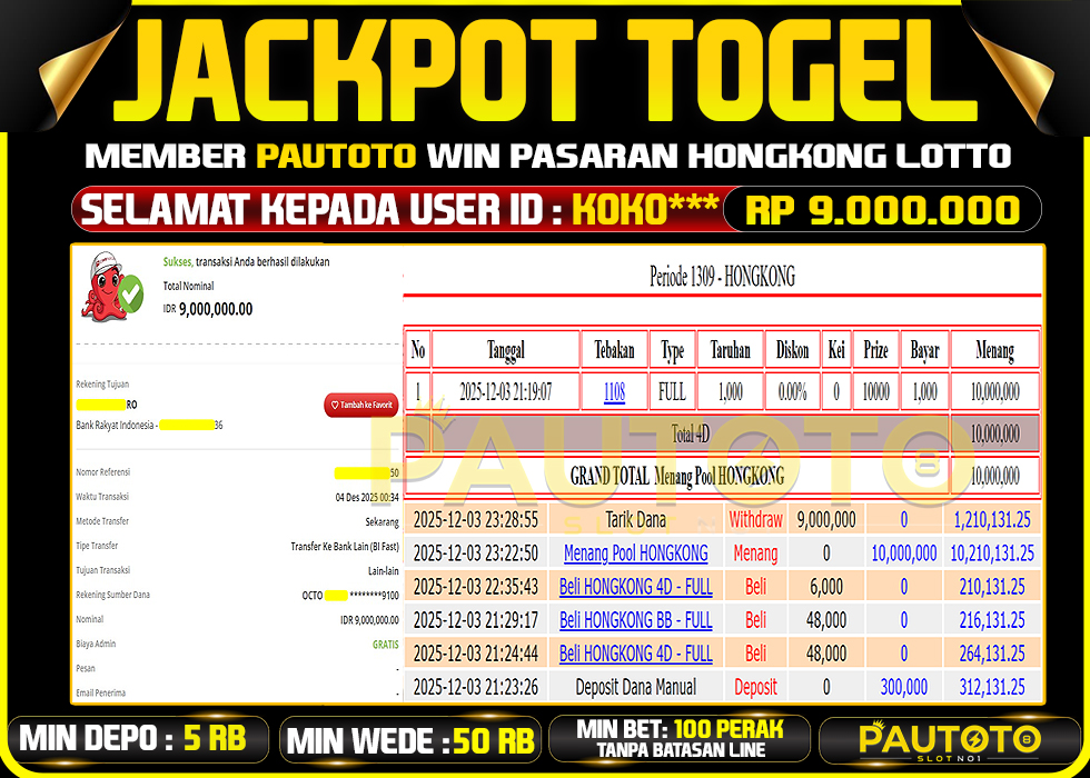 BUKTI JACKPOT LUNAS PAUTOTO