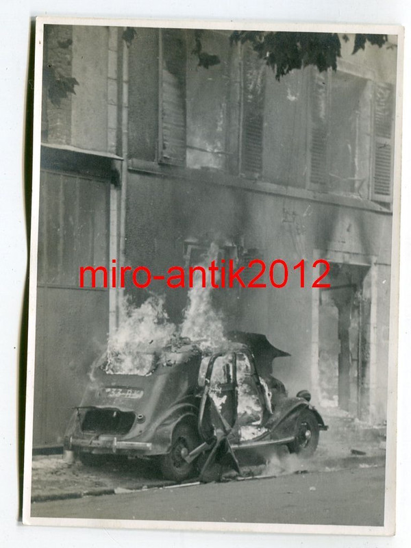 Foto, Wehrmacht, brennender französischer PKW, K