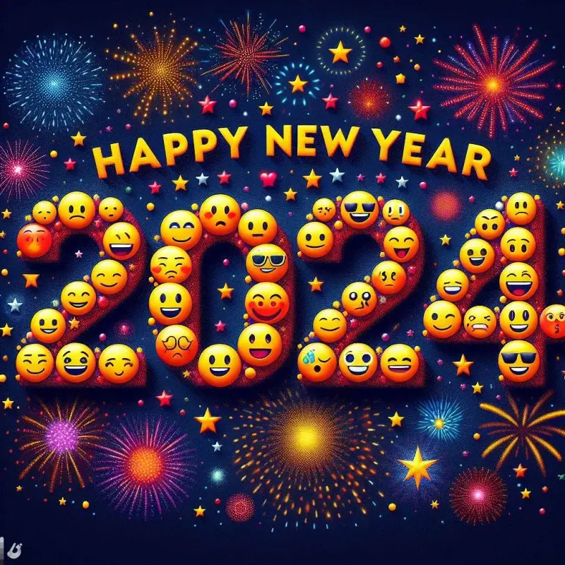 ᐈ Happy New Year 2024 Emojis 🎊🎈 Wish, Images Copy Paste 👨‍👩‍👧‍👦🎇