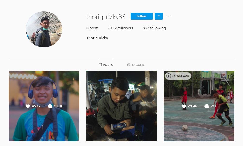Akun instagram Thoriq