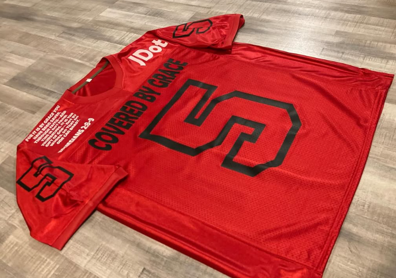 Covered By Grace jersey — red