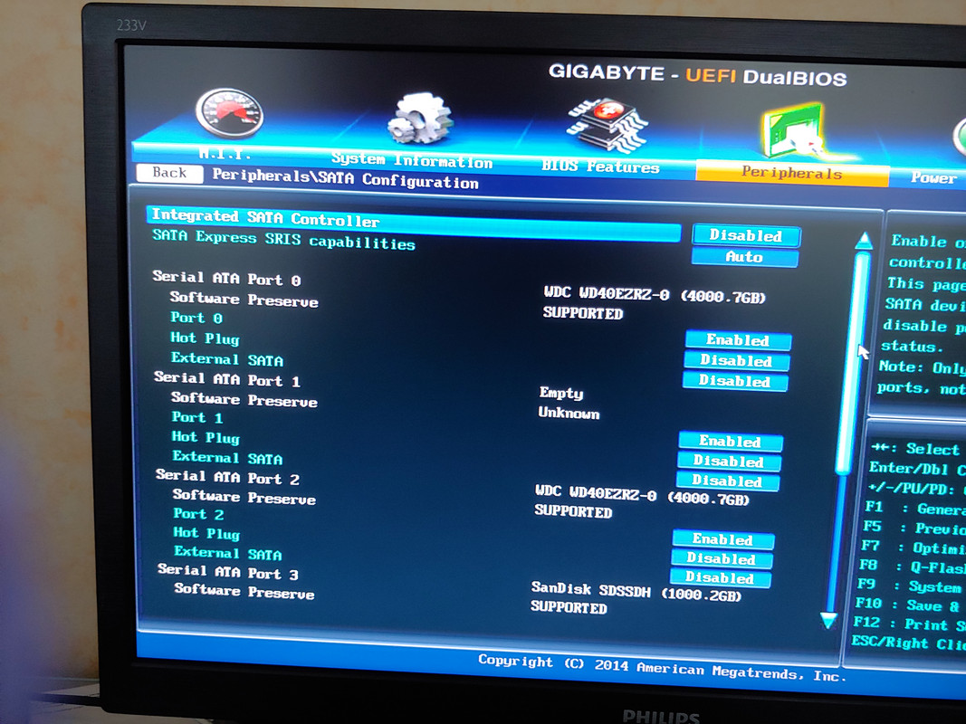 Integrated SATA controller désactivé