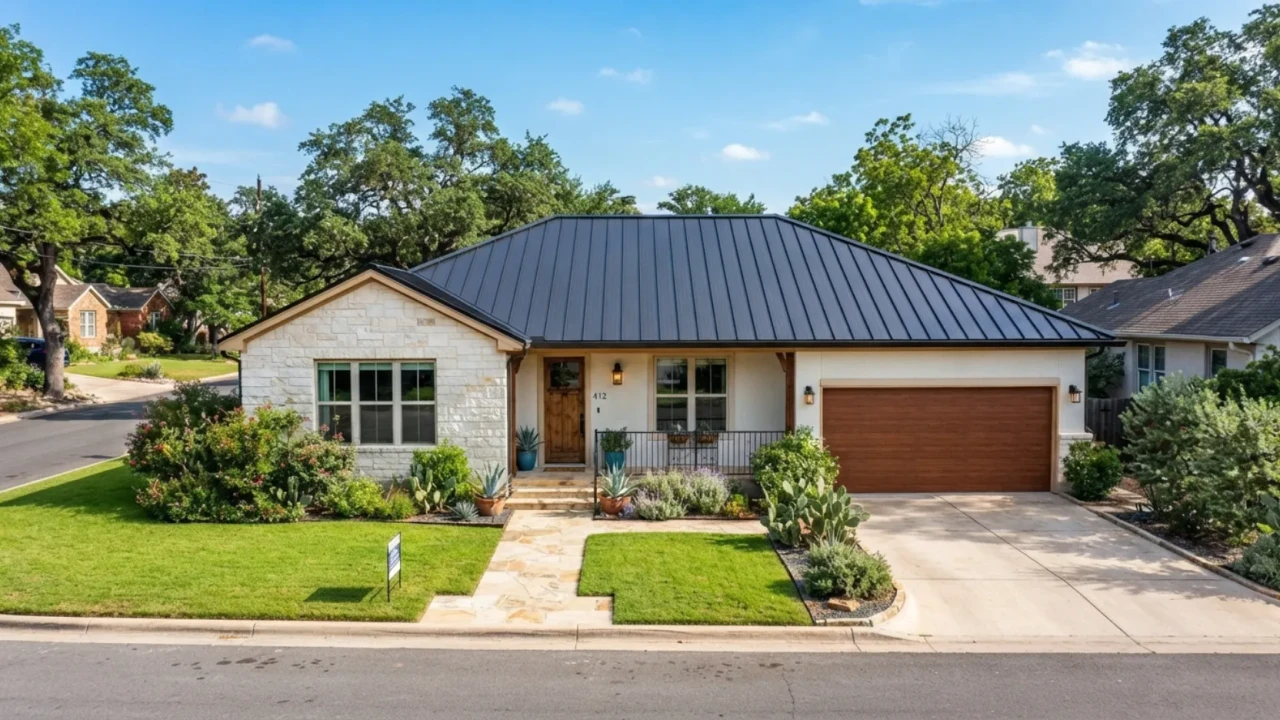 Metal roof curb appeal on San Antonio residential home for sale