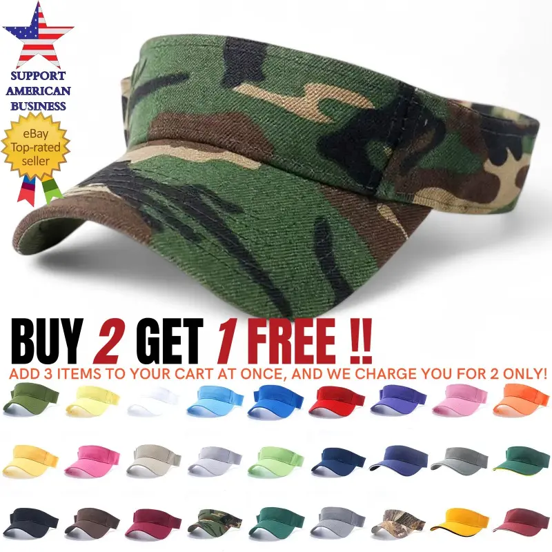 Visor Sun Hat Golf Tennis Beach Men Cap Adjustable Summer Plain