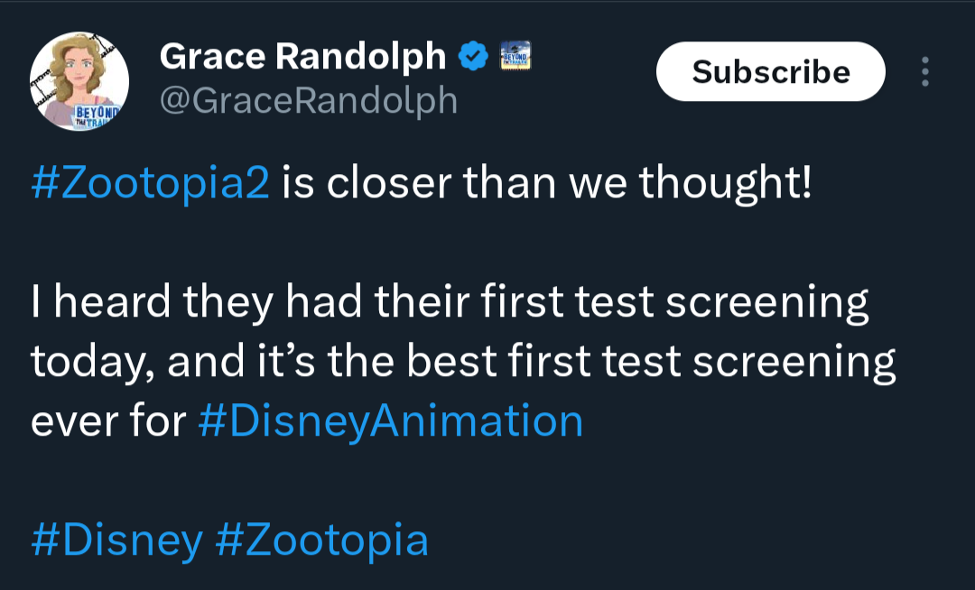 Zootopia 2 film is closer than we expected. They had the first test  screening last October (Movieweb.com and Grace Randolph). Also, this  December 20, Zootopia opens in Shanghai Disney Land. : r/disney