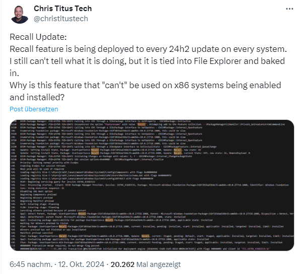 Windows 11 24H2 with Recall code
