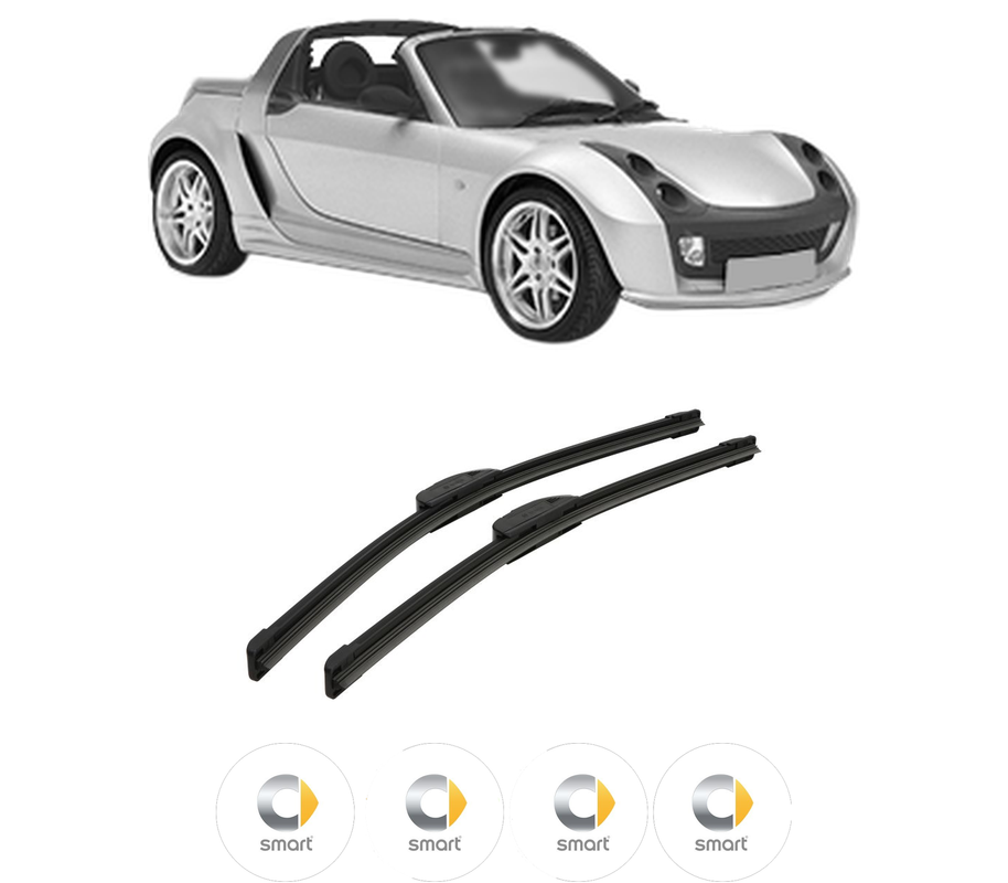 Set stergatoare auto SMART ROADSTER (452) din 2003-2005, pentru parbriz auto, 2 bucati, Bosch Aerotwin Retrofit, din cauciuc siliconat rezistent, 4 Stickere Auto SMART