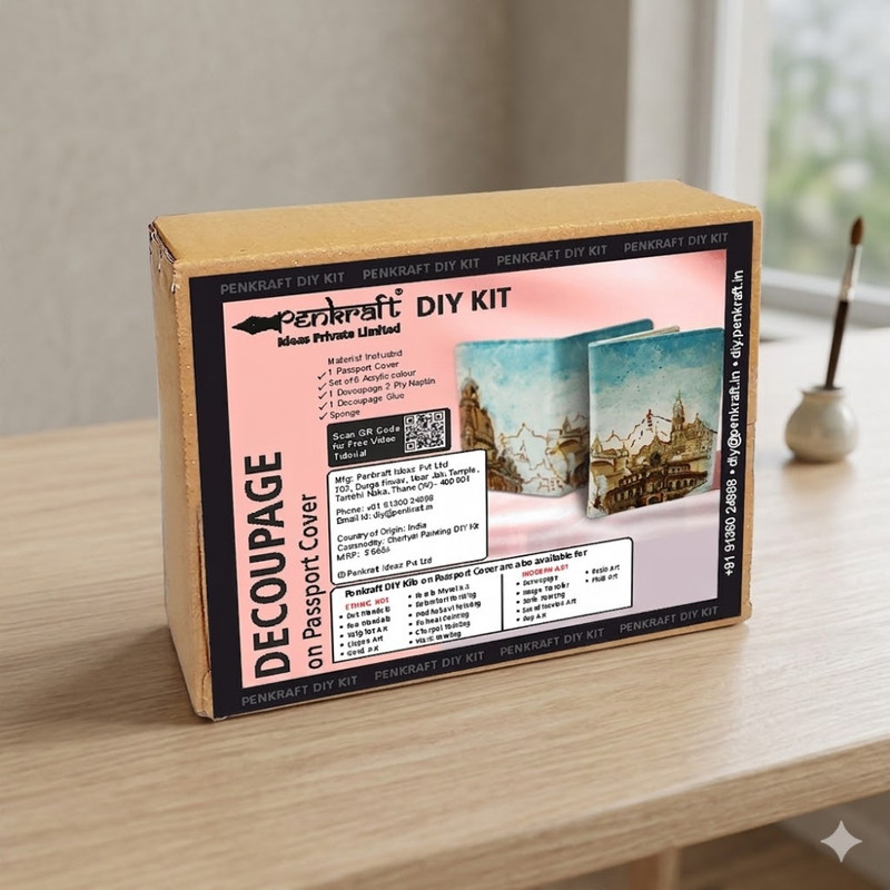 Decoupage Art on Passport Cover DIY Kit