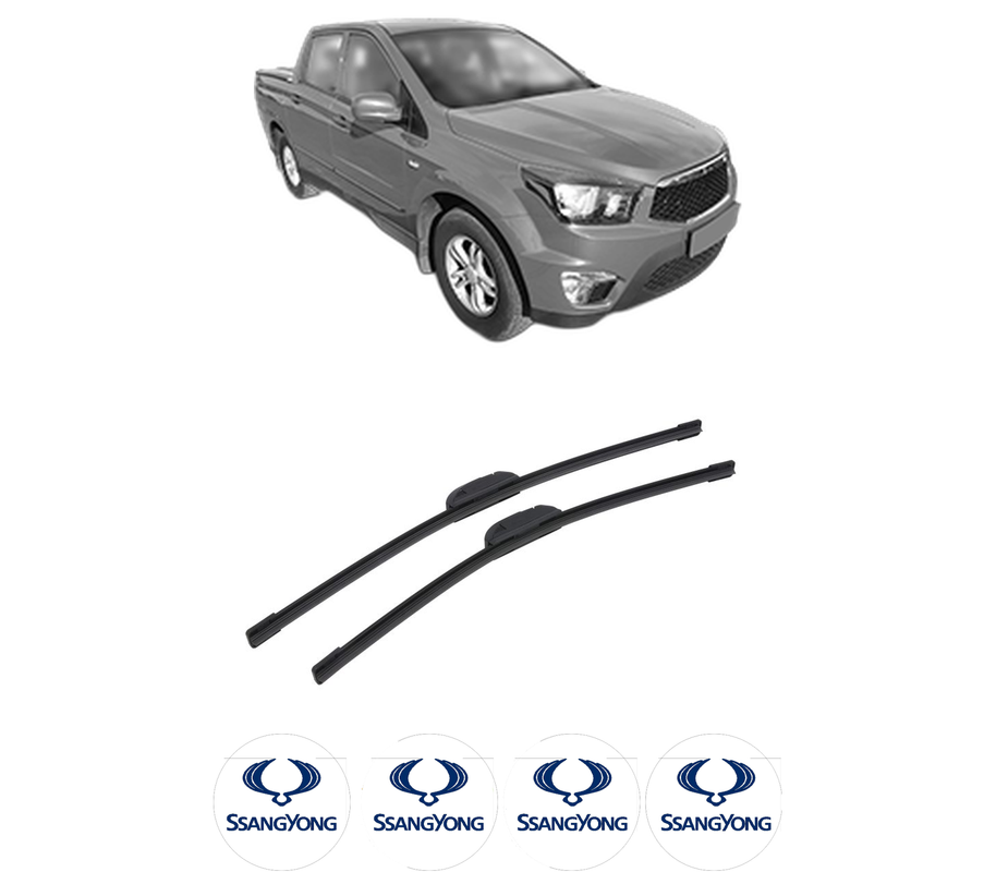 Set stergatoare auto SSANGYONG ACTYON II din 2013, pentru parbriz auto, 2 bucati, Bosch Aerotwin Retrofit, din cauciuc siliconat rezistent, 4 Stickere Auto SSANGYONG