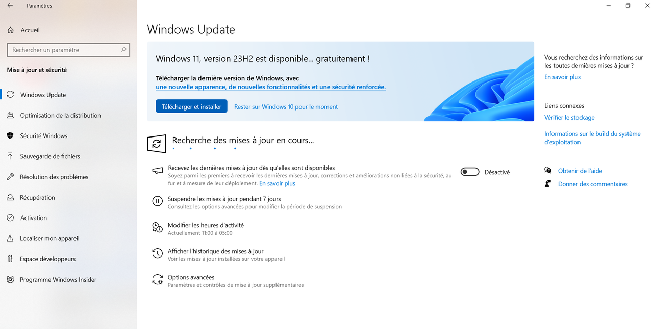 mise a jour sans fin