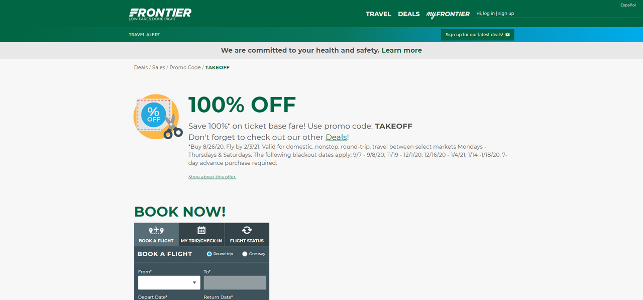 100 off promotion Frontier Airlines — Postimages