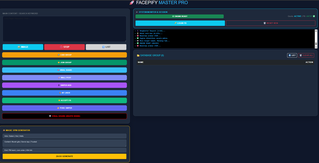 Facepify V1.9 Interface