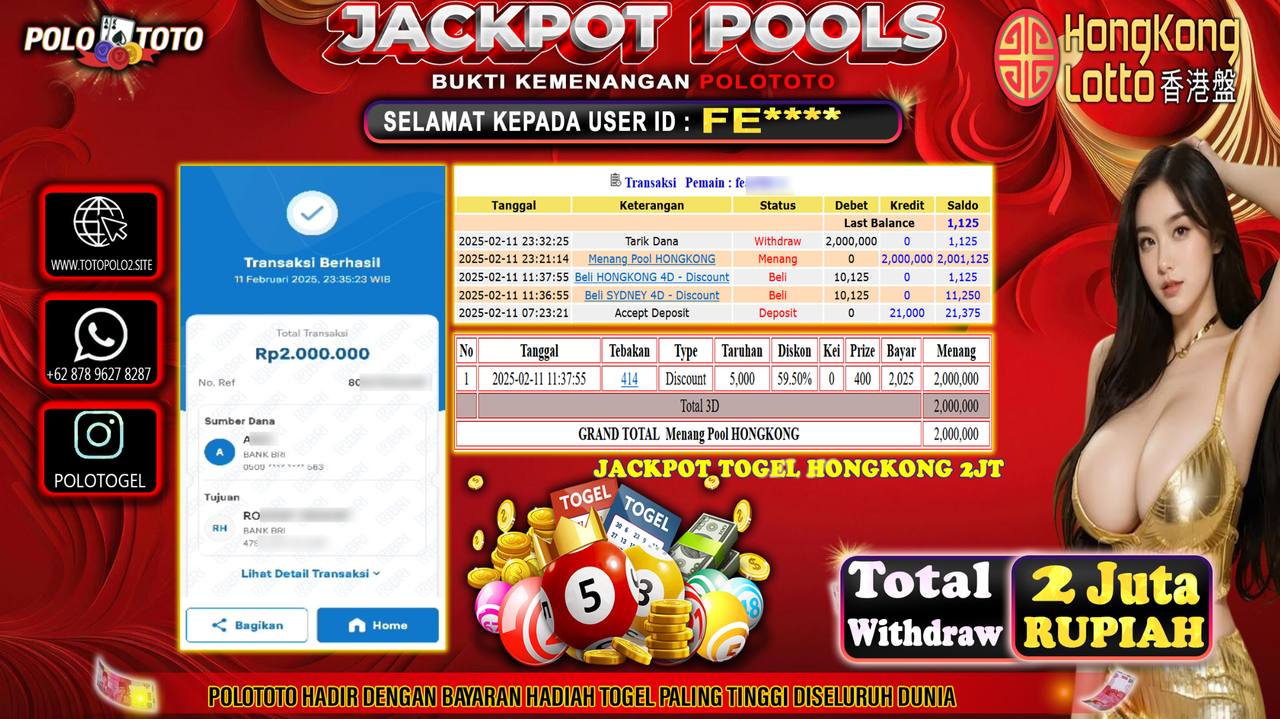 POLOTOTO JACKPOT TOGEL PASARAN HONGKONG Rp.2.000.000,-