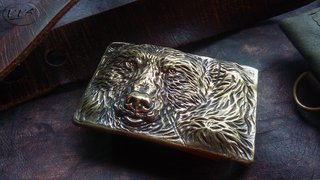 пряжка медведь литая латунь3