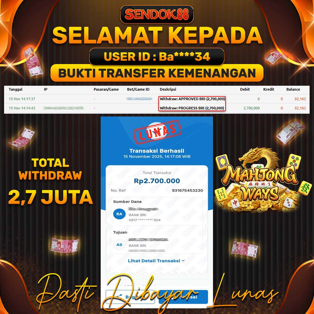 SENDOK88 JEPE! MAHJONG WAYS Rp 2.700.000,- LUNAS!
