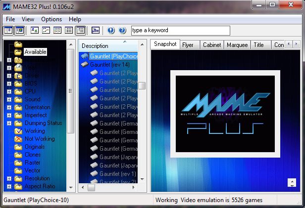 BACKWARD ARCADE RECOLLECTION: MAME32 PLUS v0.106 + ADVANCEMENU +