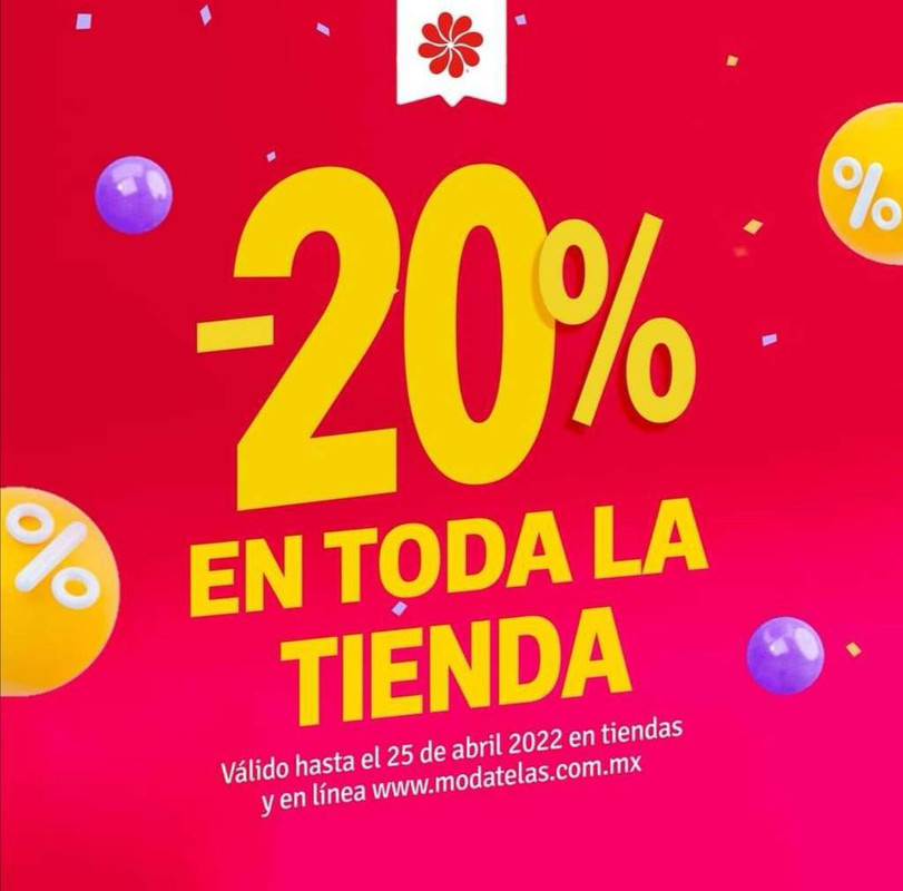 Modatelas: 20% de descuento en toda la tienda física y en línea 