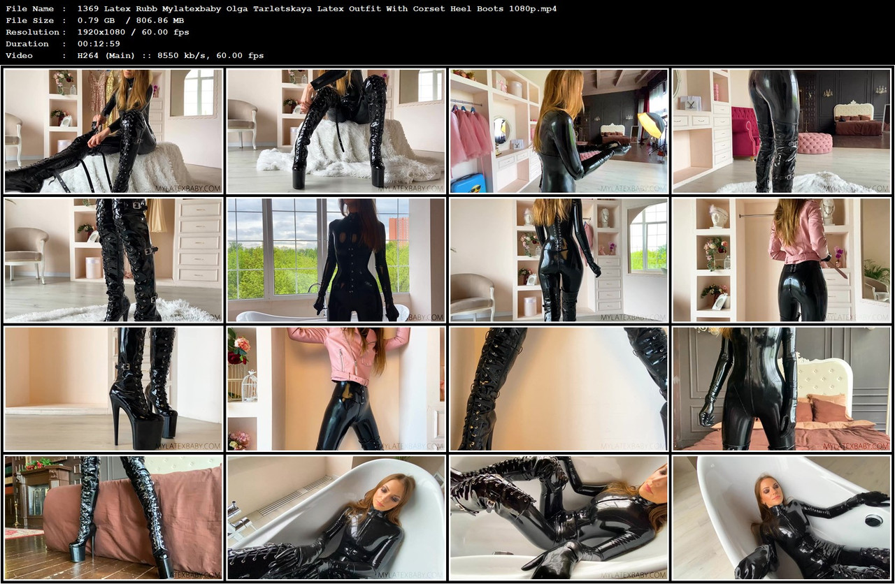 1369 Latex Rubb Mylatexbaby Olga Tarletskaya Latex Outfit With Corset Heel Boots 1080p mp4