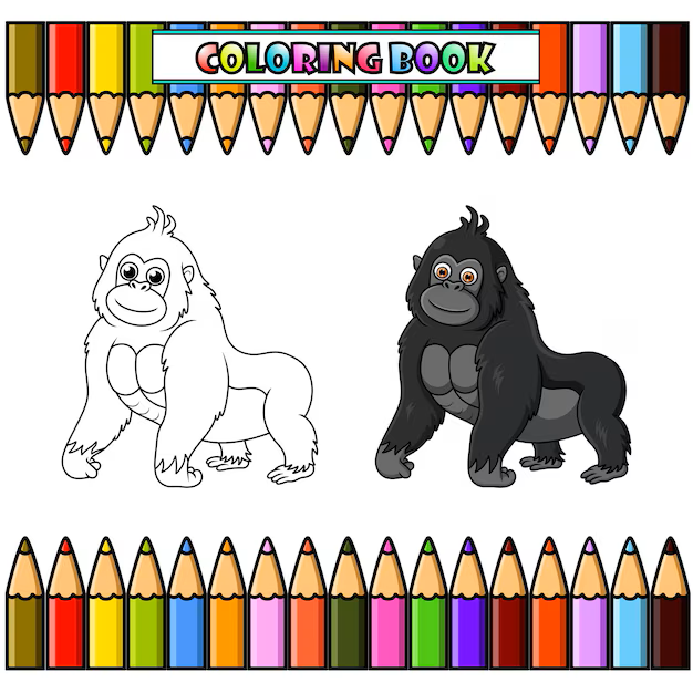 Kids Gorilla Coloring Book