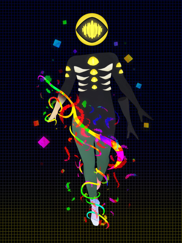 v old one lol, gotta give em a magical girl moment u know how it is. i feel like i made a gif outta this at one point but i cant find it rn lmaoooo drawing of peach floating slightly, holding their arms out. a ranbow swirl covered in random pixles seperates the parts of them that look human and not-human