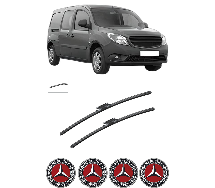 Set stergatoare auto MERCEDES-BENZ CITAN Mixto (Double Cabin) (W415) din 2012-2021, pentru parbriz auto, 2 bucati, Bosch Aerotwin, din cauciuc siliconat rezistent, 4 Stickere Auto MERCEDES-BENZ