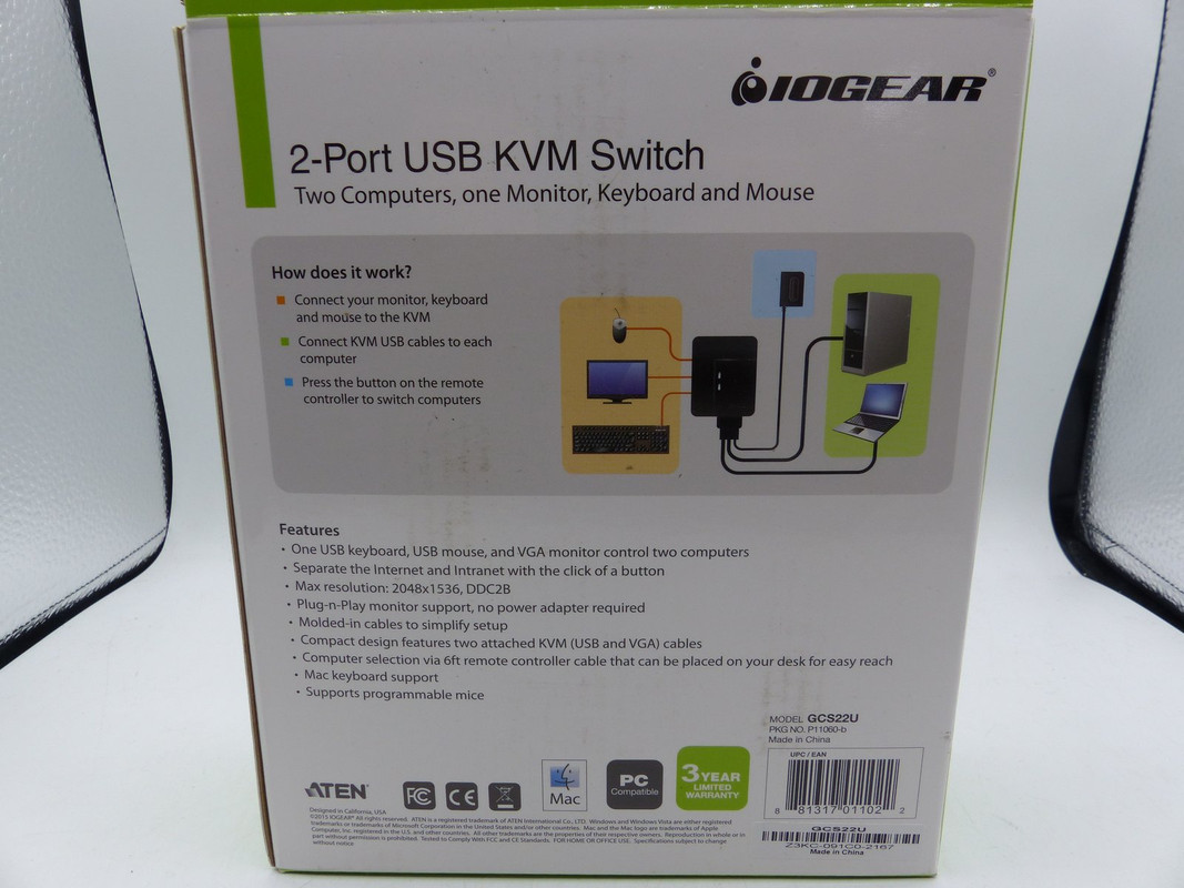 IOGEAR GCS22U 2-PORT USB KVM SWITCH