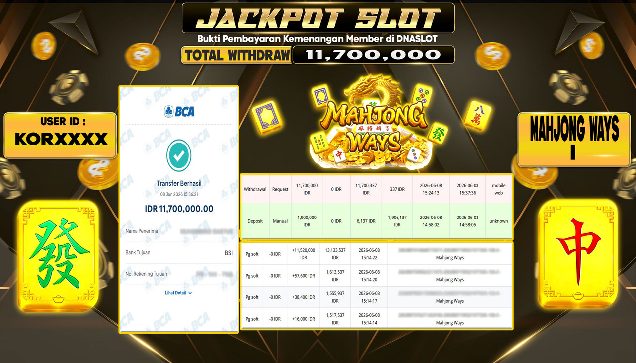 JACKPOT SLOT MAHJONG WAYS 1  08 JUNE 2026