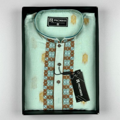 White Embroidered Viscose Panjabi