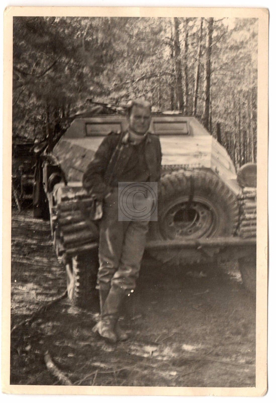 Panzertroops- Comrade Posed in Front of his Späh
