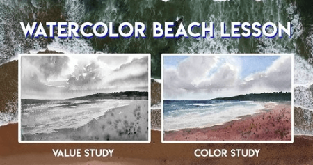 Clouds & Beach WATERCOLOR
