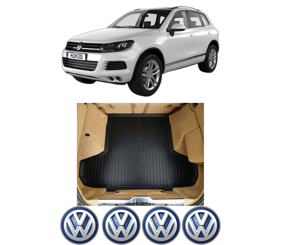 Tavita Portbagaj Volkswagen TOUAREG VAN (7P5) din 2011-2014, Protectie Portbagaj Auto, 4x Stickere auto cu Volkswagen