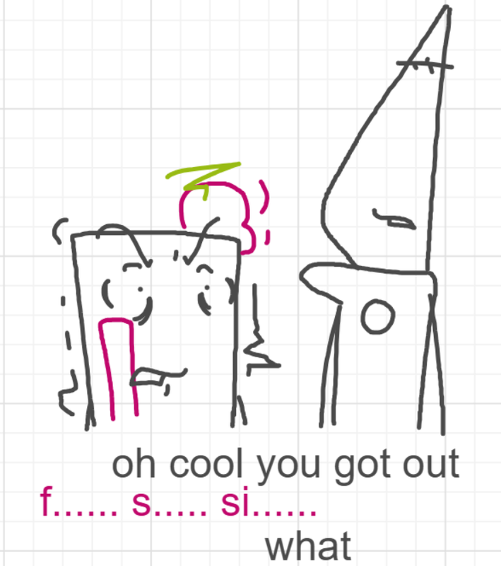 A panel from You're In Danger, Boy, episode seven of the Board Boards object show by Furretwalk/WalkingFurret.
