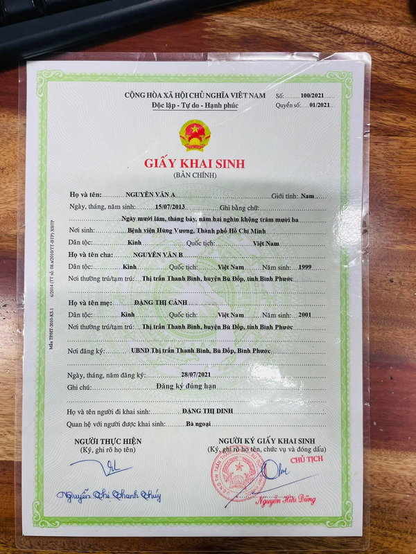 Xem trước Giấy Khai Sinh