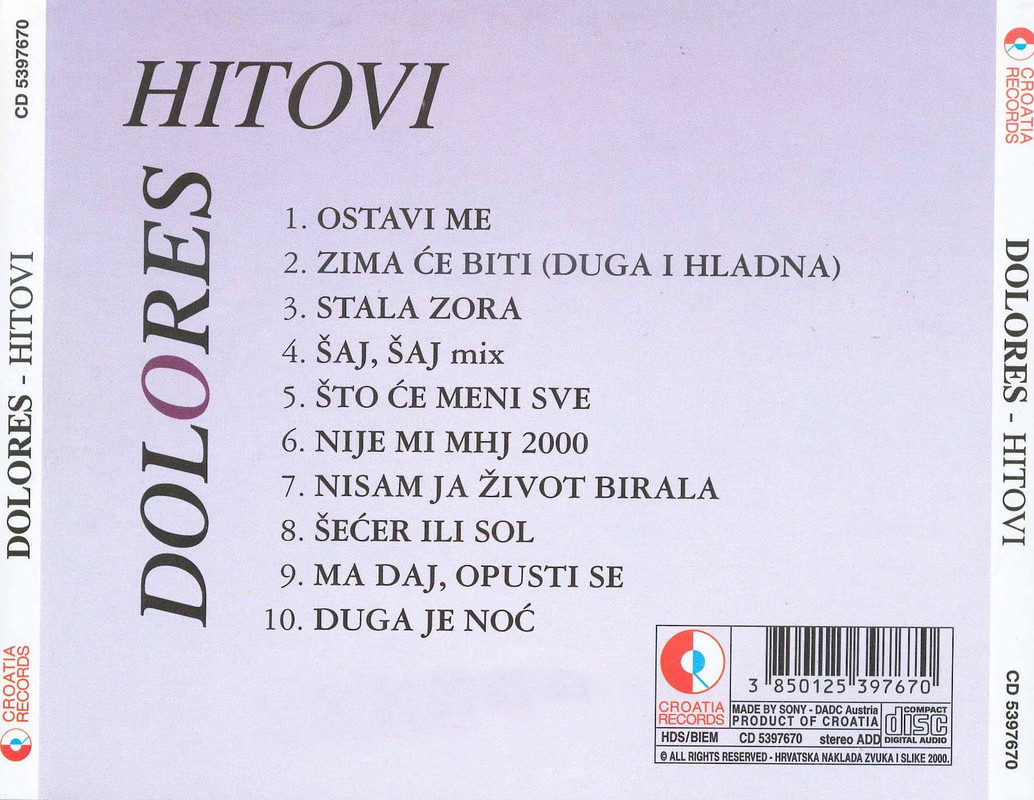 Dolores Hitovi(2000)-back