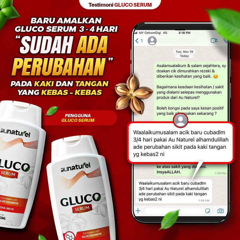 Testimoni pengguna Gluco Serum untuk kebas kaki dan tangan