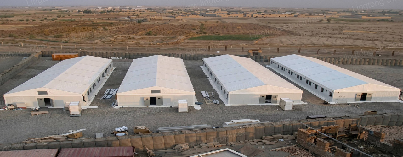 Lingtong large-span aluminum warehousing tent exterior view