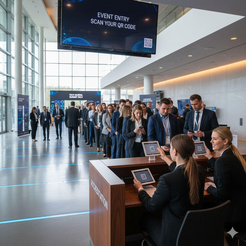 A large conference hall with many attendees.