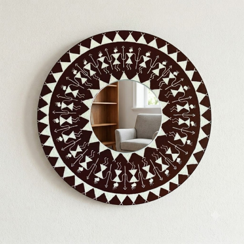 Warli Painting on Wall Mirror DIY Kit 