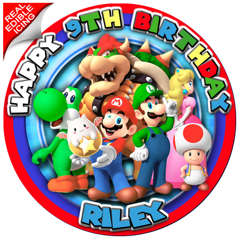 Super Mario Bros Cake Topper Edible Icing Image Pesonalised