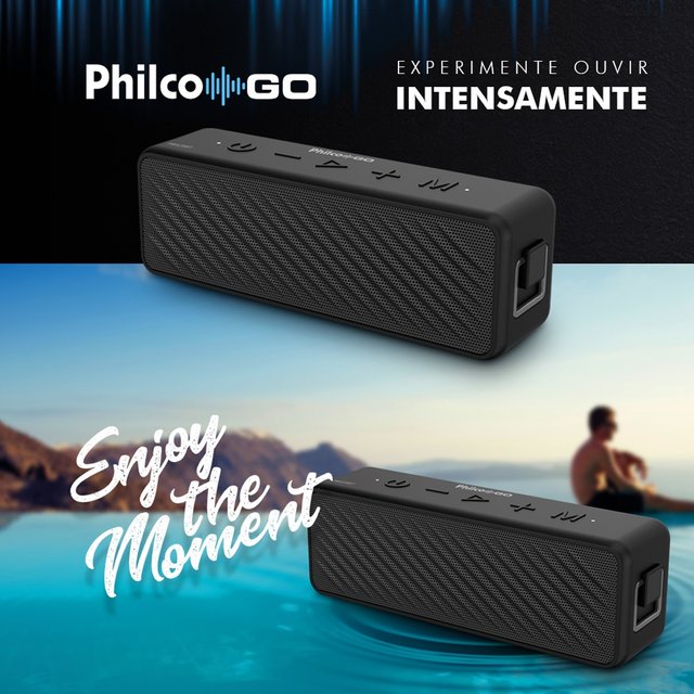 Caixa de Som Bluetooth Philco Go Speaker PBS25BT 25W USB com Classificação IPX7 à Prova D’Água com até 15 Horas de Bateria – Preto