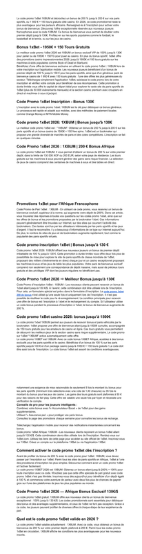 Code promo 1x Bet TG 2026 1XBUM Bonus Togo