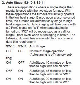 Autostage dip switch