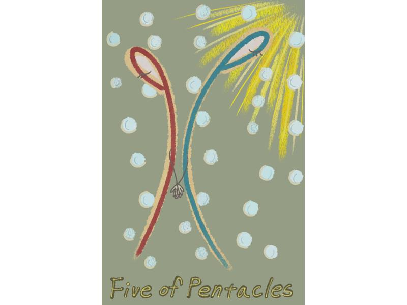 Five of Pentacles 타로카드 손그림 썸네일